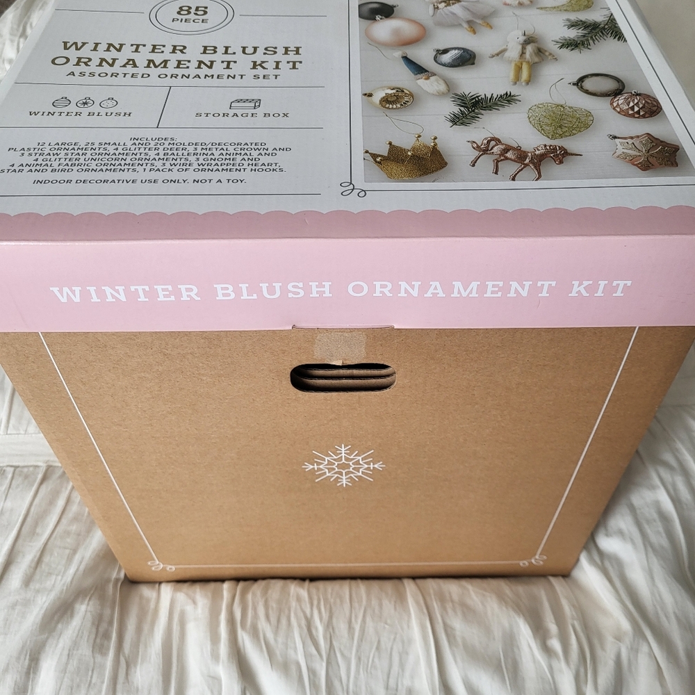 85-piece "Glitter Blush" Christmas Tree Ornament Kit With Storage Box